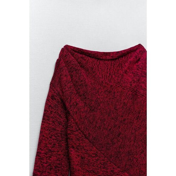 ZARA KNIT DRESS WITH RUCHED SHOULDER - Picture 8 of 11